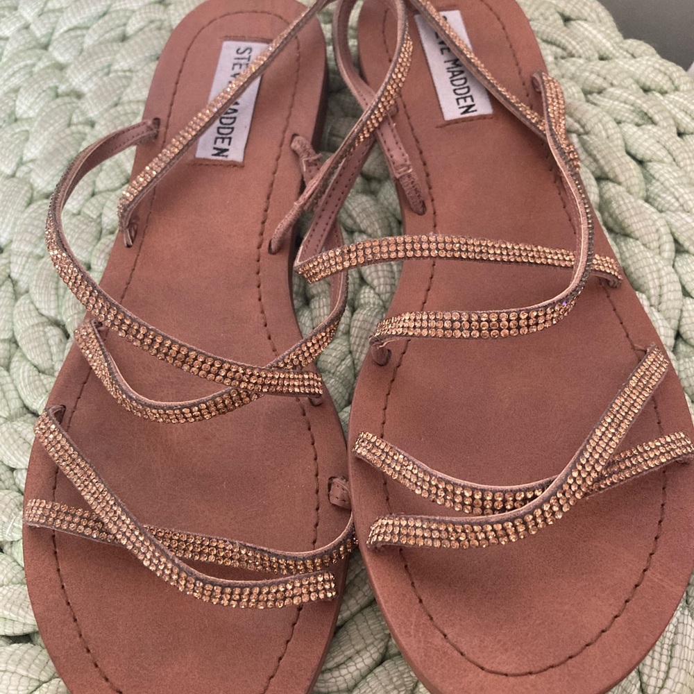 Steve Madden bronze Rita Rhinestone strap sandals
